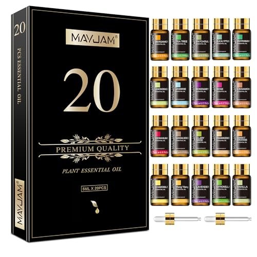 MAYJAM 20-teiliges Teebaum-Ätherisches Öl Geschenkset, reine Duftöle für Diffuser, Luftbefeuchter, Hautpflege, Massage, DIY Kerzen- und Seifenherstellung, Geschenk für Freunde (5 ml)