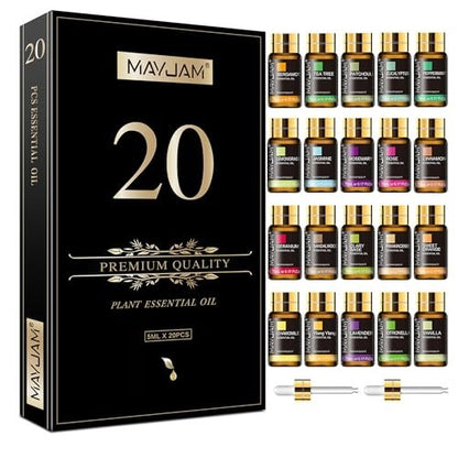MAYJAM 20-teiliges Teebaum-Ätherisches Öl Geschenkset, reine Duftöle für Diffuser, Luftbefeuchter, Hautpflege, Massage, DIY Kerzen- und Seifenherstellung, Geschenk für Freunde (5 ml)