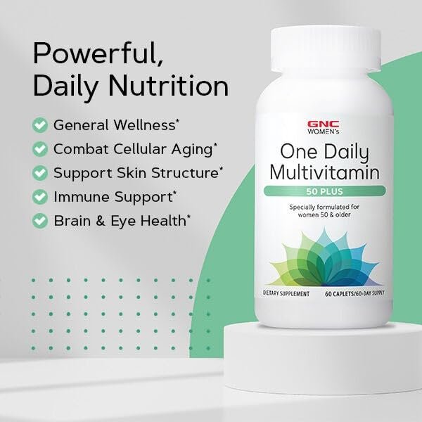 GNC Women's 50 Plus One Daily Multivitamin – Tägliche Unterstützung für Wohlbefinden und gesundes Altern, 60 Kapseln