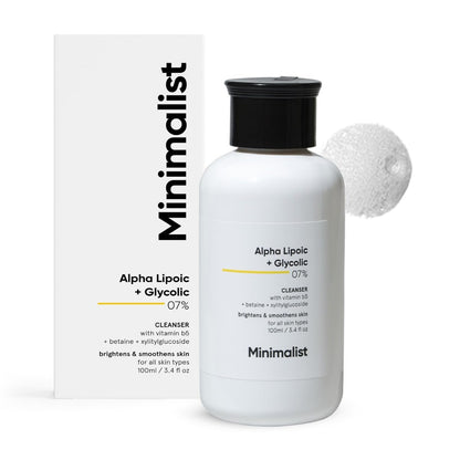 Minimalist ALA & AHA 7% Reinigungscreme für strahlende Haut, Peeling, Glow & ebenmäßigen Teint | Mit Vitamin B5 für Feuchtigkeit und Glykolsäure für sanftes Peeling | 100 ml