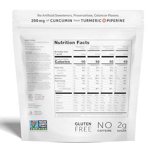 ZYN Electrolyte Drink Mix Hydration Packets – Hydratationspulver mit Kurkuma, Curcumin, Vitamin C, D und Zink – Wellness-Variation, 8er-Pack