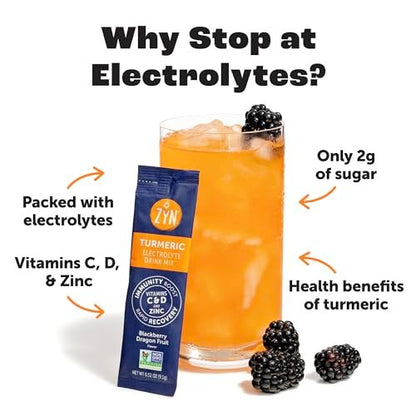ZYN Electrolyte Drink Mix Hydration Packets – Hydratationspulver mit Kurkuma, Curcumin, Vitamin C, D und Zink – Wellness-Variation, 8er-Pack
