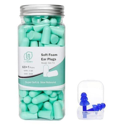LYSIAN Ultraweiche Schaumstoff-Ohrstöpsel für Schlaf - 38 dB Geräuschunterdrückung, perfekt für Reisen, Studium und ruhige Erholung - 60 Paar im Vorratspack (Wasserblau)