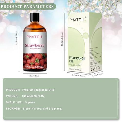 PHATOIL Erdbeer-Duftöl 100ml – Aromatherapie-Öl für Diffuser, DIY Kerzen- und Seifenherstellung