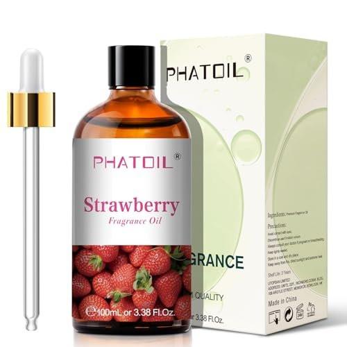 PHATOIL Erdbeer-Duftöl 100ml – Aromatherapie-Öl für Diffuser, DIY Kerzen- und Seifenherstellung