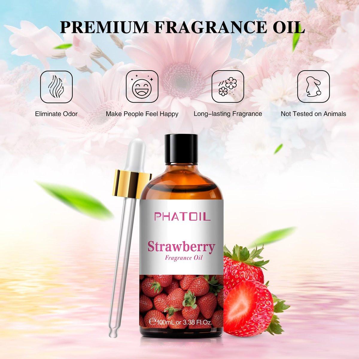 PHATOIL Erdbeer-Duftöl 100ml – Aromatherapie-Öl für Diffuser, DIY Kerzen- und Seifenherstellung