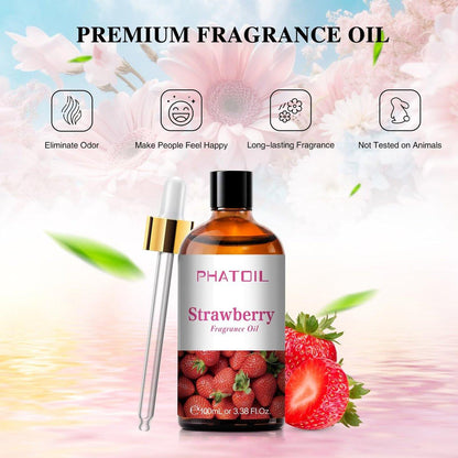 PHATOIL Erdbeer-Duftöl 100ml – Aromatherapie-Öl für Diffuser, DIY Kerzen- und Seifenherstellung