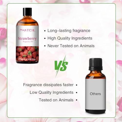 PHATOIL Erdbeer-Duftöl 100ml – Aromatherapie-Öl für Diffuser, DIY Kerzen- und Seifenherstellung