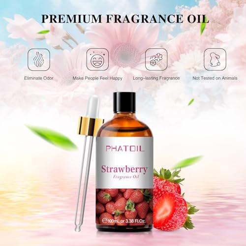 PHATOIL Erdbeer-Duftöl 100ml – Aromatherapie-Öl für Diffuser, DIY Kerzen- und Seifenherstellung