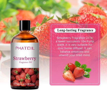 PHATOIL Erdbeer-Duftöl 100ml – Aromatherapie-Öl für Diffuser, DIY Kerzen- und Seifenherstellung