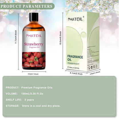 PHATOIL Erdbeer-Duftöl 100ml – Aromatherapie-Öl für Diffuser, DIY Kerzen- und Seifenherstellung