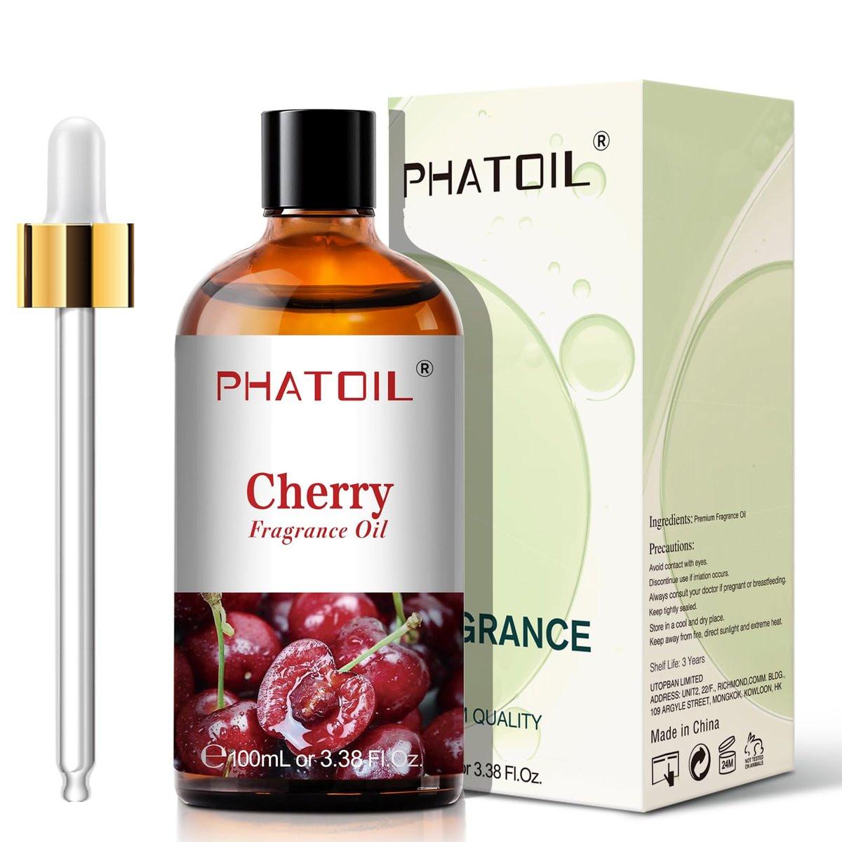 PHATOIL Kirsch Duftöl 100 ml – Aromatherapie Öl für Diffuser, Yoga, Hautpflege, DIY Kerzen & Seifen
