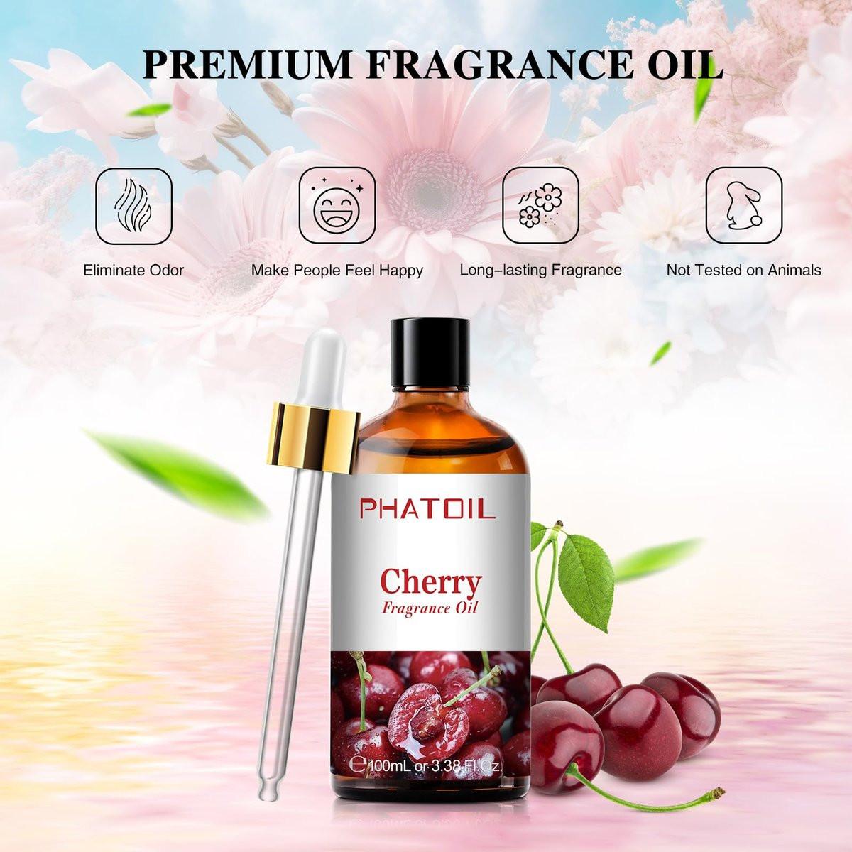 PHATOIL Kirsch Duftöl 100 ml – Aromatherapie Öl für Diffuser, Yoga, Hautpflege, DIY Kerzen & Seifen