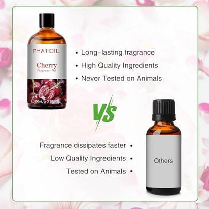 PHATOIL Kirsch Duftöl 100 ml – Aromatherapie Öl für Diffuser, Yoga, Hautpflege, DIY Kerzen & Seifen