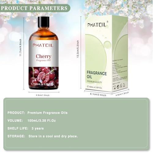 PHATOIL Kirsch Duftöl 100 ml – Aromatherapie Öl für Diffuser, Yoga, Hautpflege, DIY Kerzen & Seifen