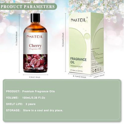 PHATOIL Kirsch Duftöl 100 ml – Aromatherapie Öl für Diffuser, Yoga, Hautpflege, DIY Kerzen & Seifen