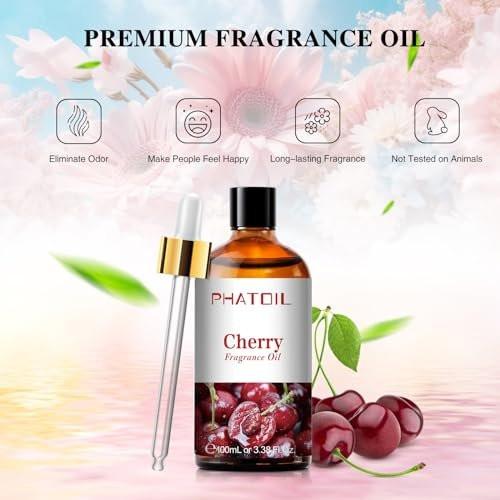 PHATOIL Kirsch Duftöl 100 ml – Aromatherapie Öl für Diffuser, Yoga, Hautpflege, DIY Kerzen & Seifen