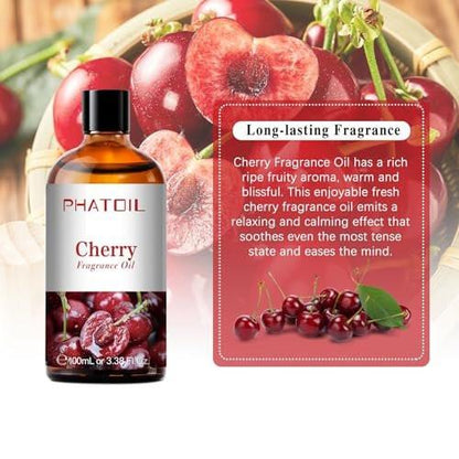 PHATOIL Kirsch Duftöl 100 ml – Aromatherapie Öl für Diffuser, Yoga, Hautpflege, DIY Kerzen & Seifen