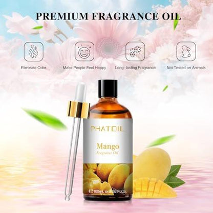 PHATOIL Mango Duftöl 100 ml – Aromatherapie Öl für Diffuser, DIY Kerzen & Seifenherstellung