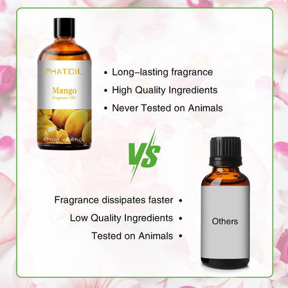 PHATOIL Mango Duftöl 100 ml – Aromatherapie Öl für Diffuser, DIY Kerzen & Seifenherstellung