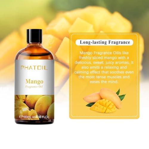 PHATOIL Mango Duftöl 100 ml – Aromatherapie Öl für Diffuser, DIY Kerzen & Seifenherstellung