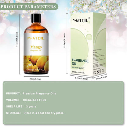 PHATOIL Mango Duftöl 100 ml – Aromatherapie Öl für Diffuser, DIY Kerzen & Seifenherstellung