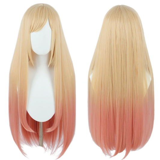 Linfairy Lange Blonde-Pinke Cosplay-Perücke für Frauen – 60 cm Kunstfaser