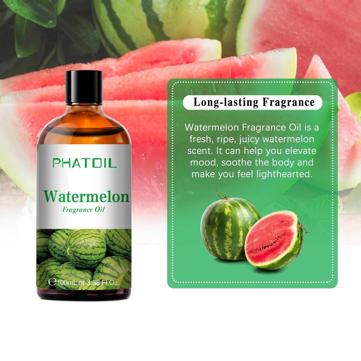 PHATOIL 100 ml Wassermelone Duftöl für Aromatherapie, Diffuser, Yoga, Hautpflege, DIY Kerzen- und Seifenherstellung