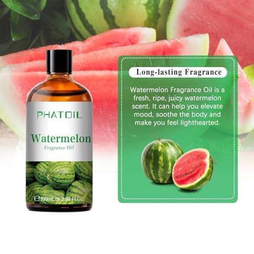 PHATOIL 100 ml Wassermelone Duftöl für Aromatherapie, Diffuser, Yoga, Hautpflege, DIY Kerzen- und Seifenherstellung