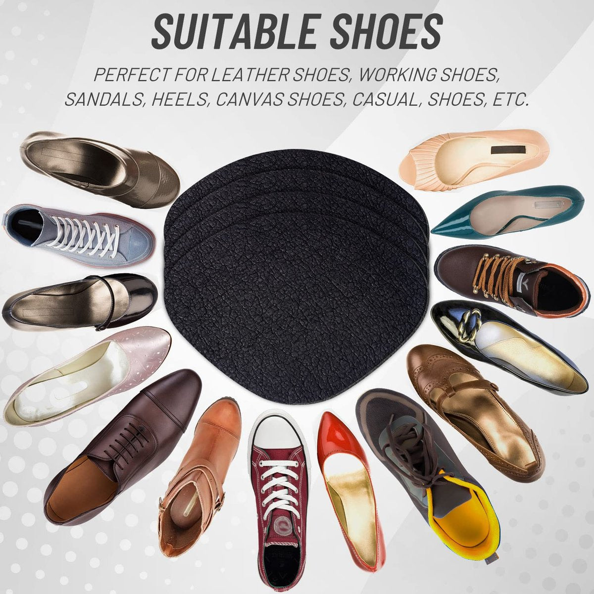 8 Paar Schuhpatches für Löcher, selbstklebende Schuhfersenreparatur, Lochreparatur für Turnschuhe, Lederschuhe, High Heels (Schwarz)