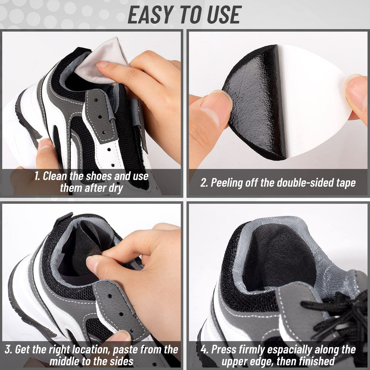 8 Paar Schuhpatches für Löcher, selbstklebende Schuhfersenreparatur, Lochreparatur für Turnschuhe, Lederschuhe, High Heels (Schwarz)