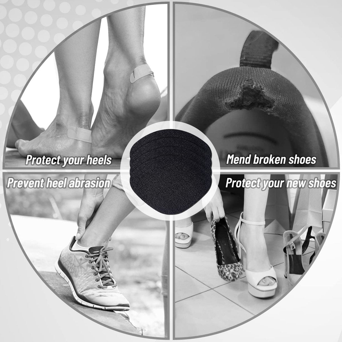 8 Paar Schuhpatches für Löcher, selbstklebende Schuhfersenreparatur, Lochreparatur für Turnschuhe, Lederschuhe, High Heels (Schwarz)