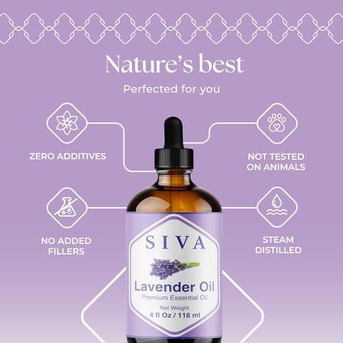 Siva Lavendel Ätherisches Öl - 118 ml – 100% natürliches Lavendelöl - für Diffuser, Gesicht, Hautpflege, Aromatherapie, Haarpflege, Kopfhaut und Körpermassage - mit Pipette