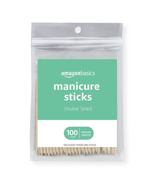 Doppelseitige Manikürestäbe aus Holz für Nagelpflege – 100 Stück, Orange