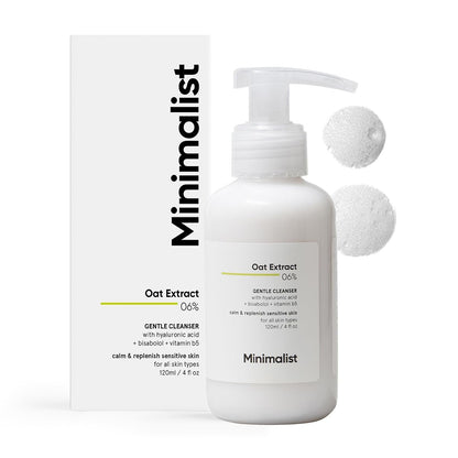 Minimalist 6% Hafer-Extrakt Sanftes Gesichtswaschgel für empfindliche, trockene & dehydrierte Haut | Hyaluronsäure spendet Feuchtigkeit | Für Damen & Herren | 120 ml