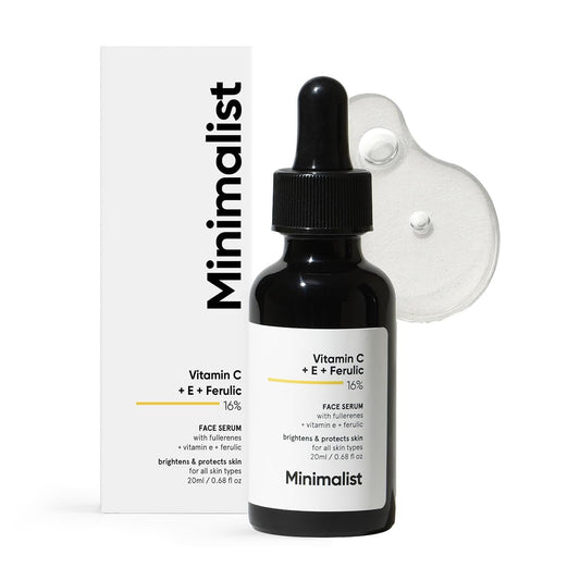 Minimalist Vitamin C+E+Ferulic Acid 16% Gesichtsserum für Anti-Aging & Glow | Reduziert Hautschäden & Rötungen für einen strahlenden Teint | Für alle Hauttypen | Für Frauen & Männer | 20 ml