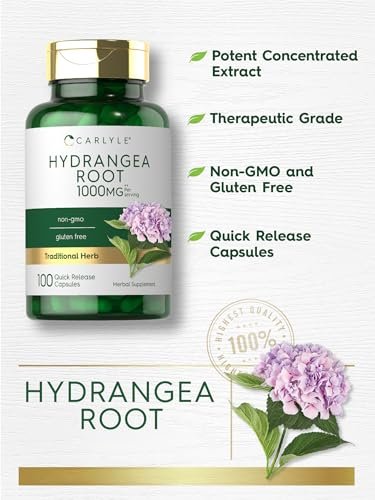 Carlyle Hydrangea-Wurzel Kapseln | 100 Stück | Nicht-GVO, Glutenfrei, Nahrungsergänzungsmittel