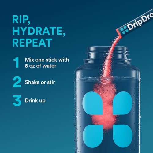 DripDrop Hydration Packets – Saftiger Sortenvielfalt – Elektrolyt-Pulver-Mix für Einzelportionen – Traube, Fruchtpunsch, Erdbeer-Limonade, Kirsche – Nicht-GMO, Glutenfrei, Vegan – 16 Sticks