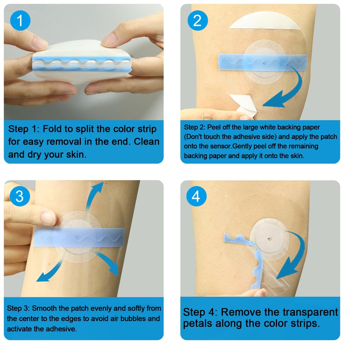 Kuruyo 40er-Pack Libre 2 Plus Sensor-Abdeckungen, wasserdicht, 15 Tage lang haftende Pflaster für Lingo CGM, transparentes Klebeband, latexfrei & hypoallergen, klebefreie Mitte, einhändig anwendbar