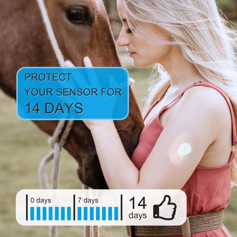 Kuruyo 40er-Pack Libre 2 Plus Sensor-Abdeckungen, wasserdicht, 15 Tage lang haftende Pflaster für Lingo CGM, transparentes Klebeband, latexfrei & hypoallergen, klebefreie Mitte, einhändig anwendbar