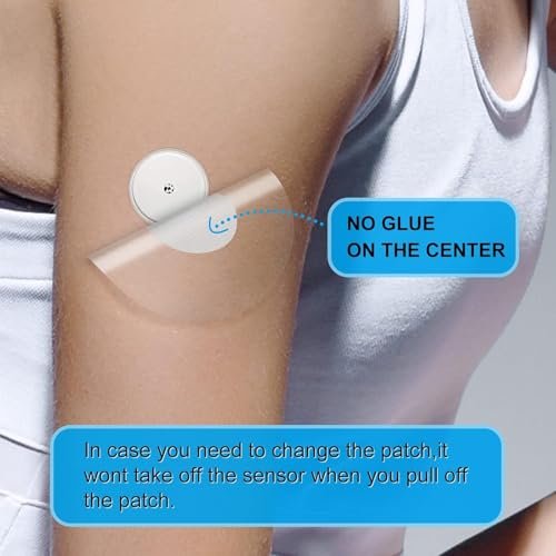 Kuruyo 40er-Pack Libre 2 Plus Sensor-Abdeckungen, wasserdicht, 15 Tage lang haftende Pflaster für Lingo CGM, transparentes Klebeband, latexfrei & hypoallergen, klebefreie Mitte, einhändig anwendbar