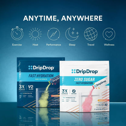 DripDrop Hydration Packets – Tropischer Sortenpack – Elektrolyt-Pulver für Getränke – Mango, Açaí, Passionsfrucht, Piña Colada – Non-GMO, glutenfrei, vegan – 16 Sticks