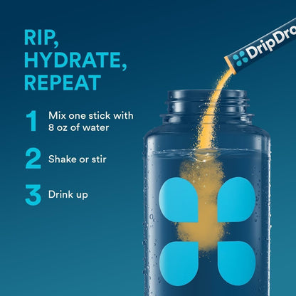 DripDrop Hydration Packets – Tropischer Sortenpack – Elektrolyt-Pulver für Getränke – Mango, Açaí, Passionsfrucht, Piña Colada – Non-GMO, glutenfrei, vegan – 16 Sticks