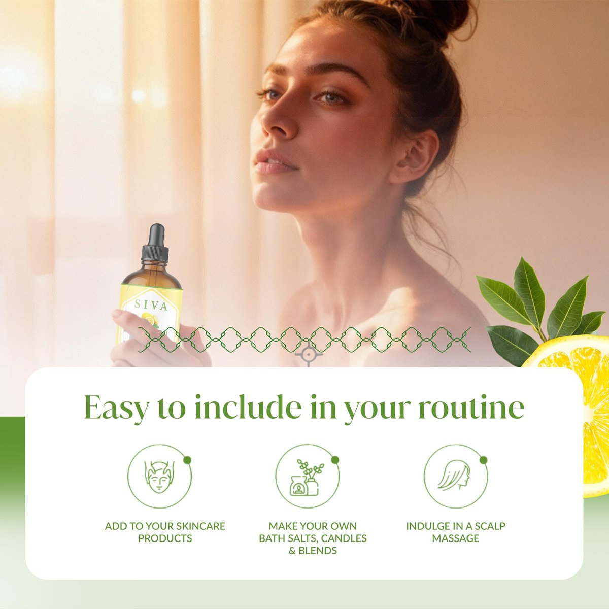 Siva Lemon Bio ätherisches Öl - 118 ml – 100% natürliches Zitronenöl für Diffuser, Gesicht, Hautpflege, Aromatherapie, Haarpflege, Kopfhaut und Körpermassage - mit Pipette