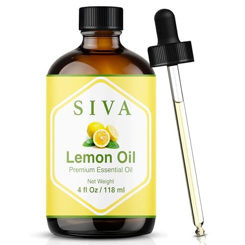 Siva Lemon Bio ätherisches Öl - 118 ml – 100% natürliches Zitronenöl für Diffuser, Gesicht, Hautpflege, Aromatherapie, Haarpflege, Kopfhaut und Körpermassage - mit Pipette