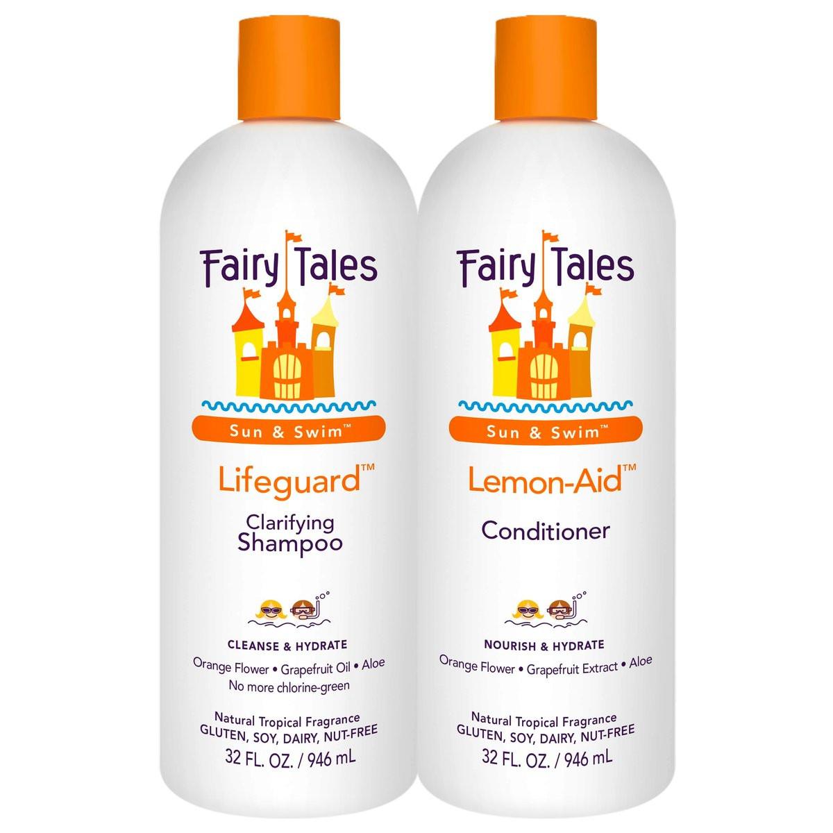 Fairy Tales Swim Shampoo 32oz und Conditioner 32oz für Kinder | Hergestellt mit natürlichen Inhaltsstoffen in den USA | Chlor-Entferner Shampoo und Conditioner für Schwimmer | Ohne Parabene, Sulfate oder synthetische Farbstoffe