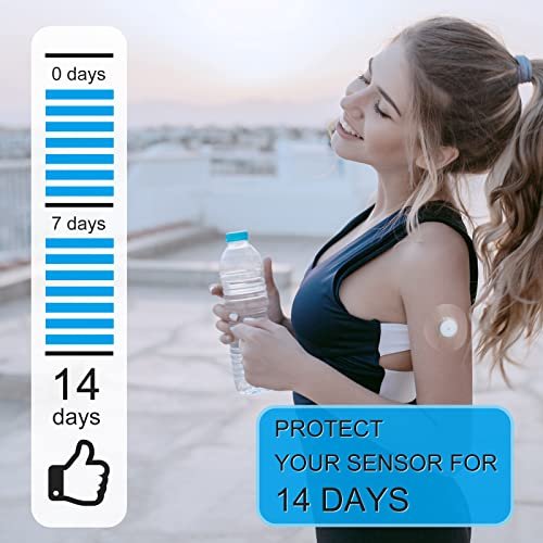 Kuruyo Freestyle Sensor Klebepflaster für Libre 2 Plus & Lingo – wasserdichte, transparente Folie, 60 Stück, Blau