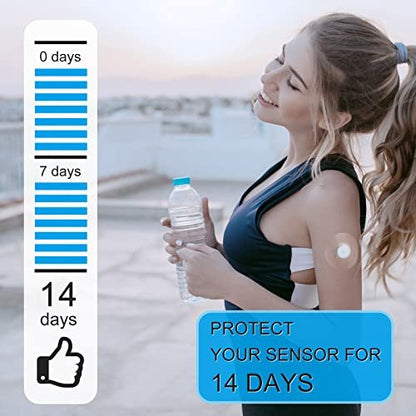Kuruyo Freestyle Sensor Klebepflaster für Libre 2 Plus & Lingo – wasserdichte, transparente Folie, 60 Stück, Blau