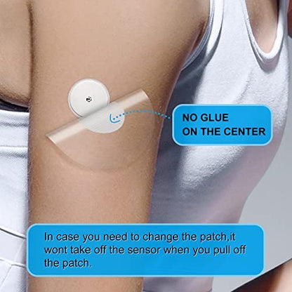 Kuruyo Freestyle Sensor Klebepflaster für Libre 2 Plus & Lingo – wasserdichte, transparente Folie, 60 Stück, Blau