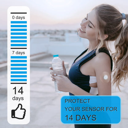 Kuruyo Freestyle Sensor Klebepflaster für Libre 2 Plus & Lingo – wasserdichte, transparente Folie, 60 Stück, Blau
